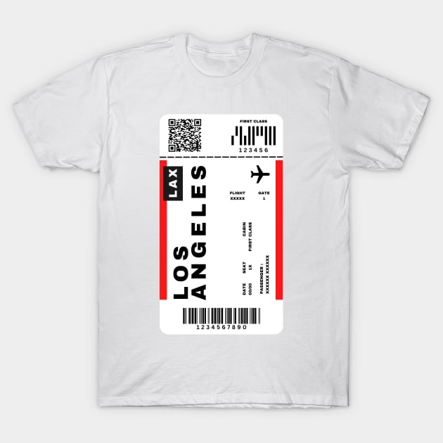 Los Angeles Boarding Pass California Destination Ticket T-Shirt by Saraahdesign